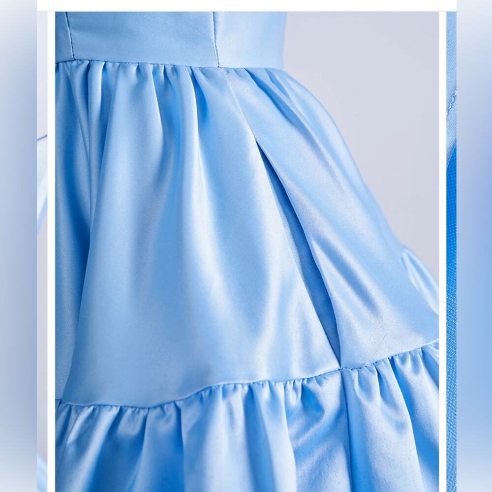 Square-Neck Tiered Mini Dress in Light Blue - Picture 6 of 15